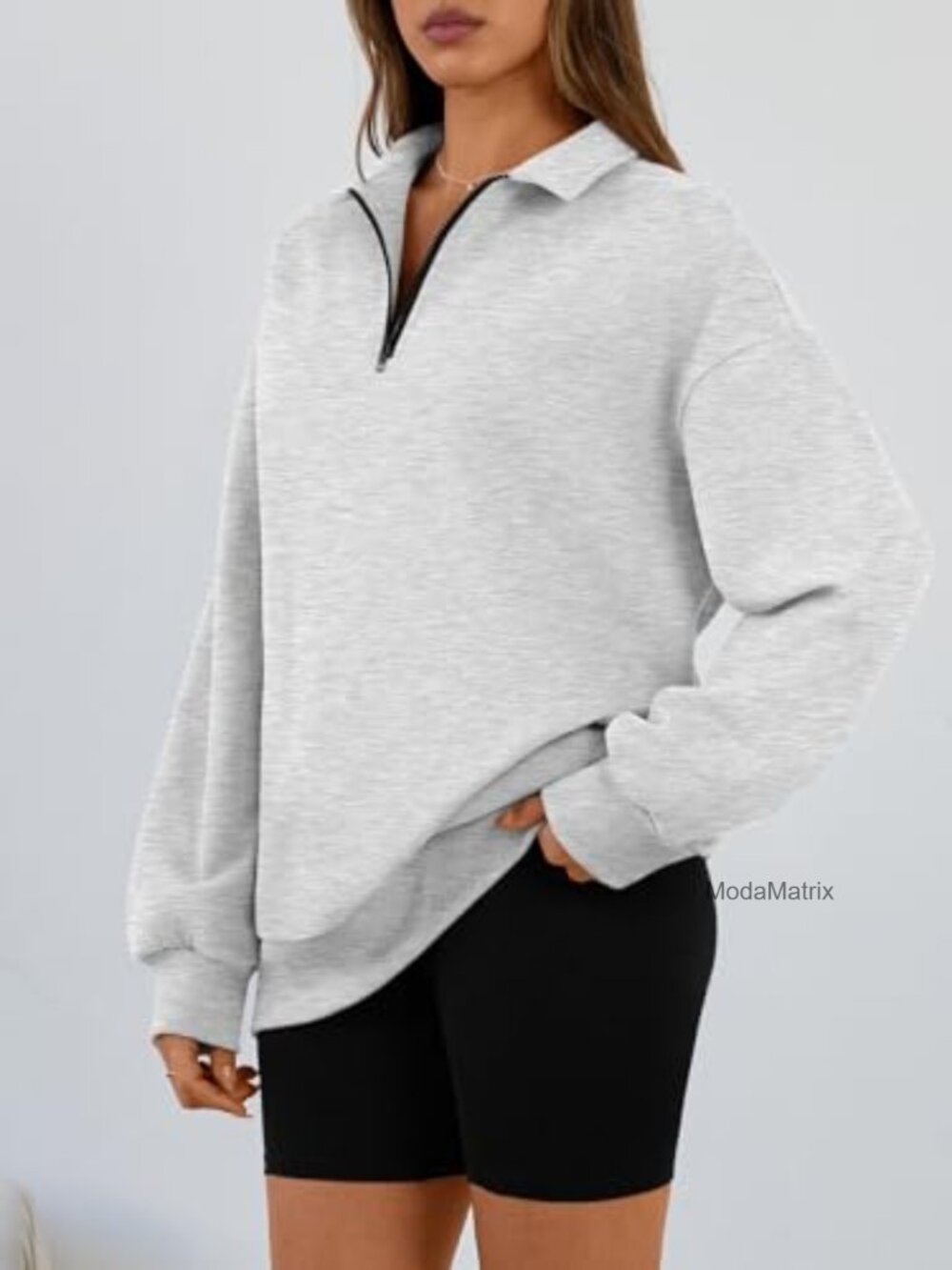 Oversized Half Zip Fleece Sweatshirt Cozy Pullover Fall Winter - Picture 3 of 7